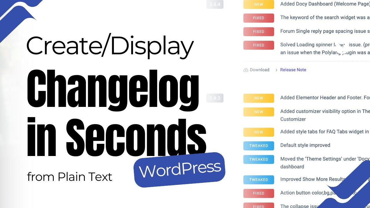 Changeloger cover: create and display a WordPress changelog in seconds from plain text
