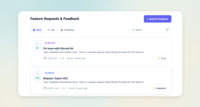 Collect feature requests from plugin users on a Changeloger feedback board with upvotes, status badges and categories