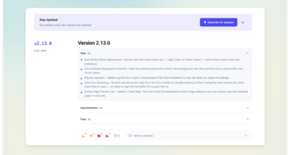 Create WordPress plugin release notes with the Changeloger Release Hub: versions, categories, reactions and comments