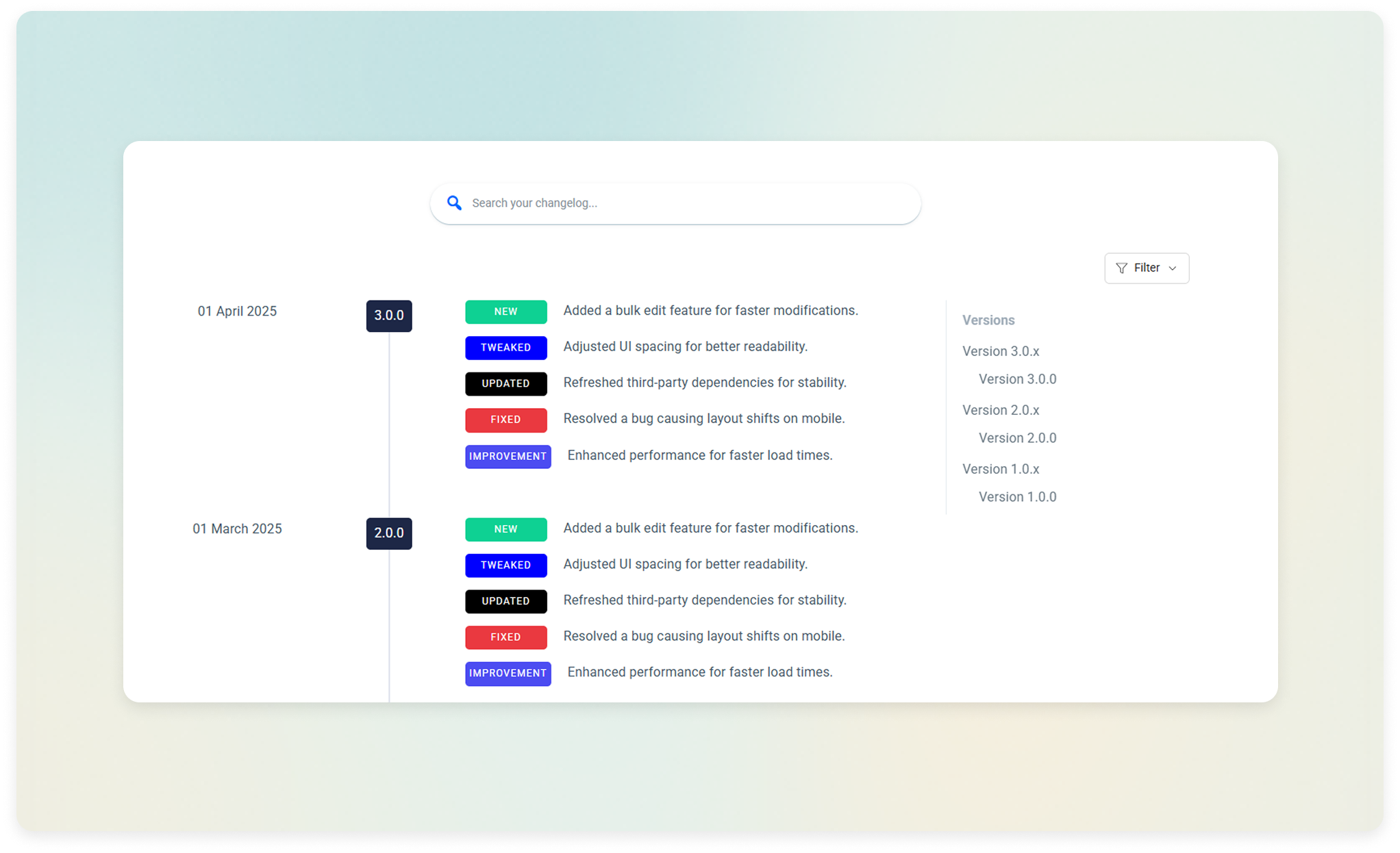 Changelog View Demo