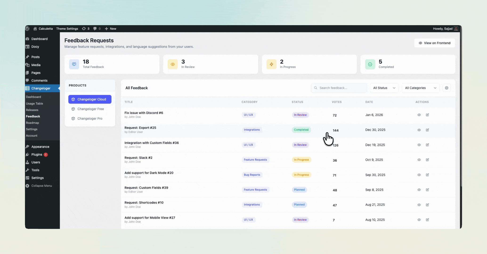 Status Tracking