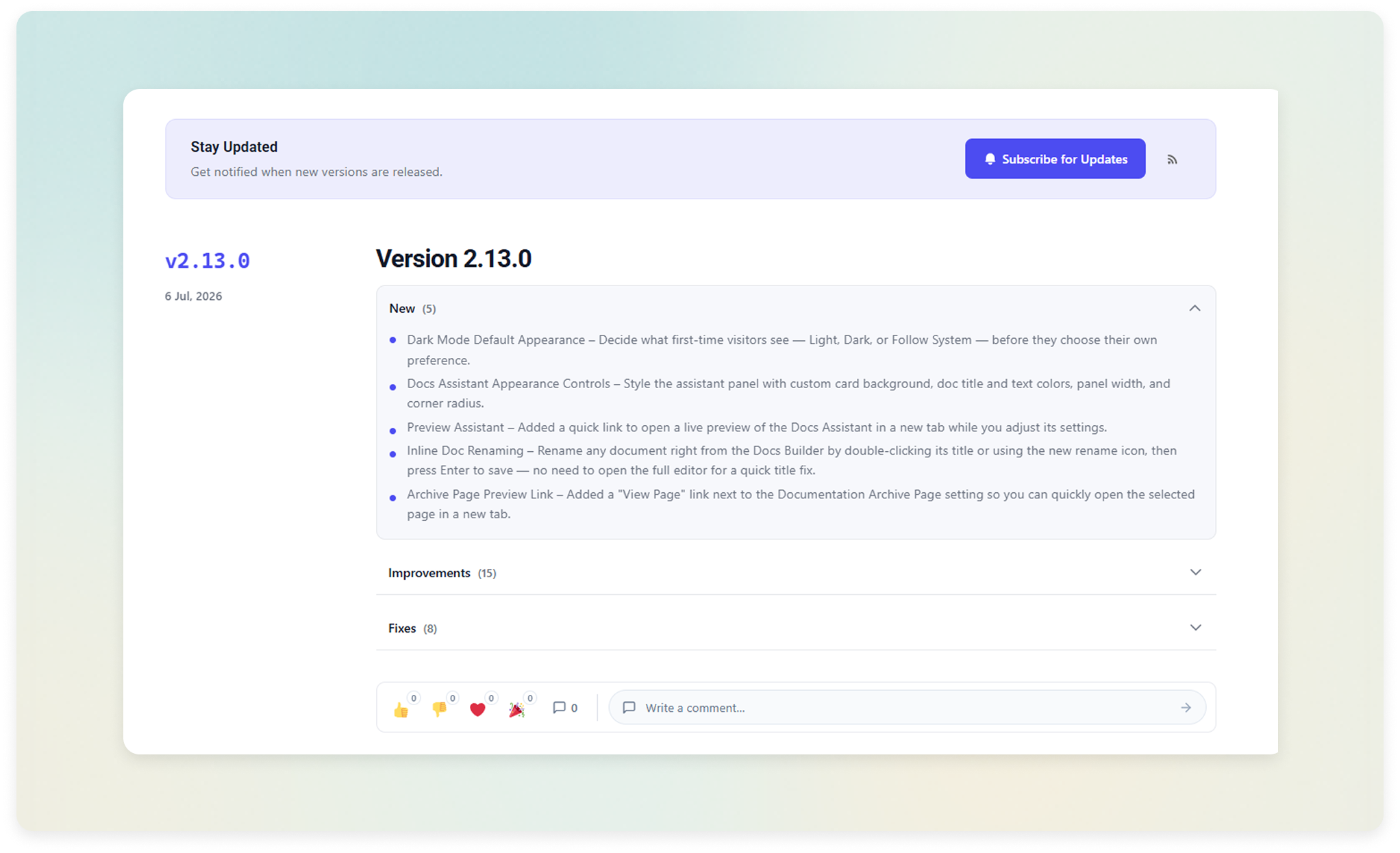 Changelog View Demo