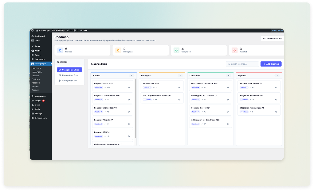 Roadmap Admin